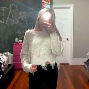 White cropped sweater